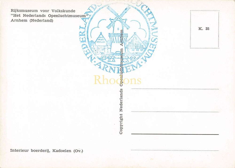 Rijksmuseum Voor Volkskunde - Het Nederlands Openluchtmuseum, Arnhem, Holland - Souvenir Postcard (#1)