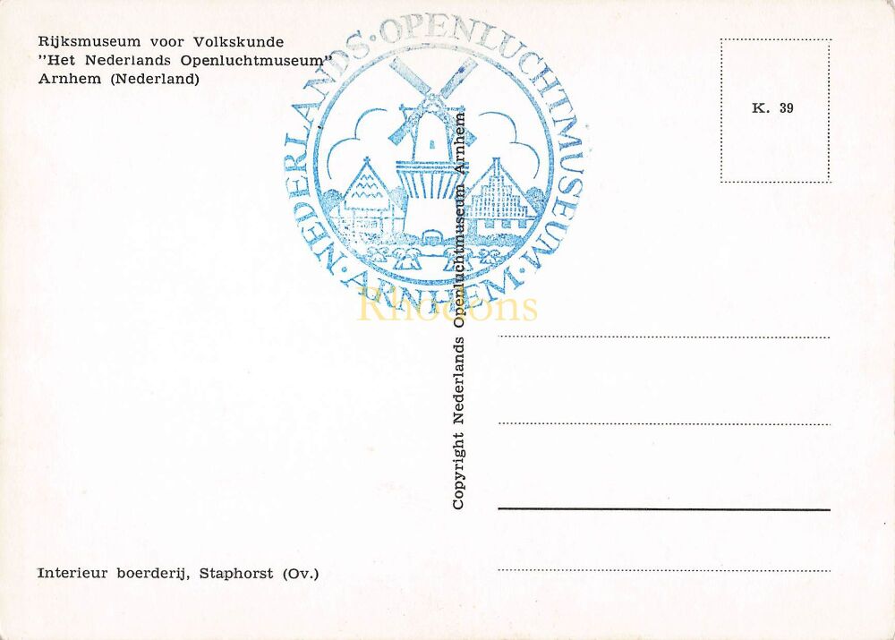 Rijksmuseum Voor Volkskunde - Het Nederlands Openluchtmuseum, Arnhem, Holland - Souvenir Postcard (#2)