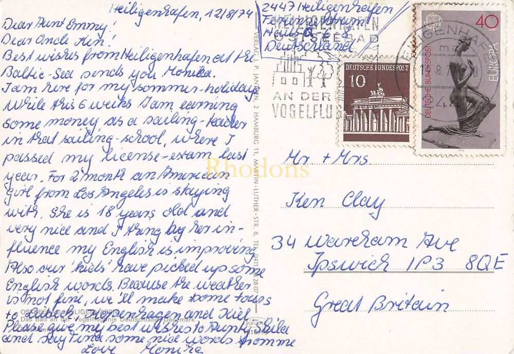 Heligen Hafen, Ostsee, Germany - Fishing Boats Photo Postcard