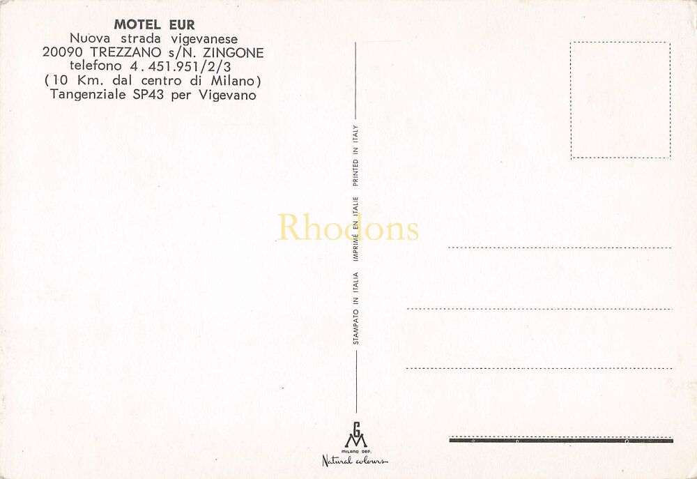 Motel Eur, Trezzano sul Naviglio, Italy - Advertising Photo Postcard
