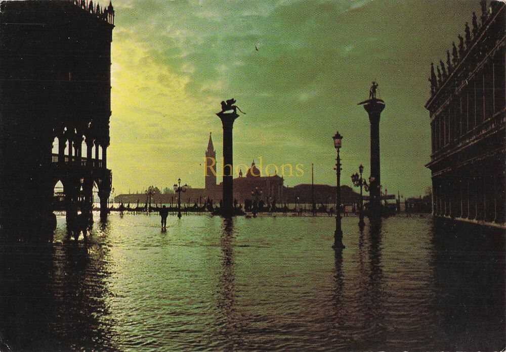 Venice, Italy - Acqua Alta in Piazzetta San Marco - Dawn View Photo Postcard