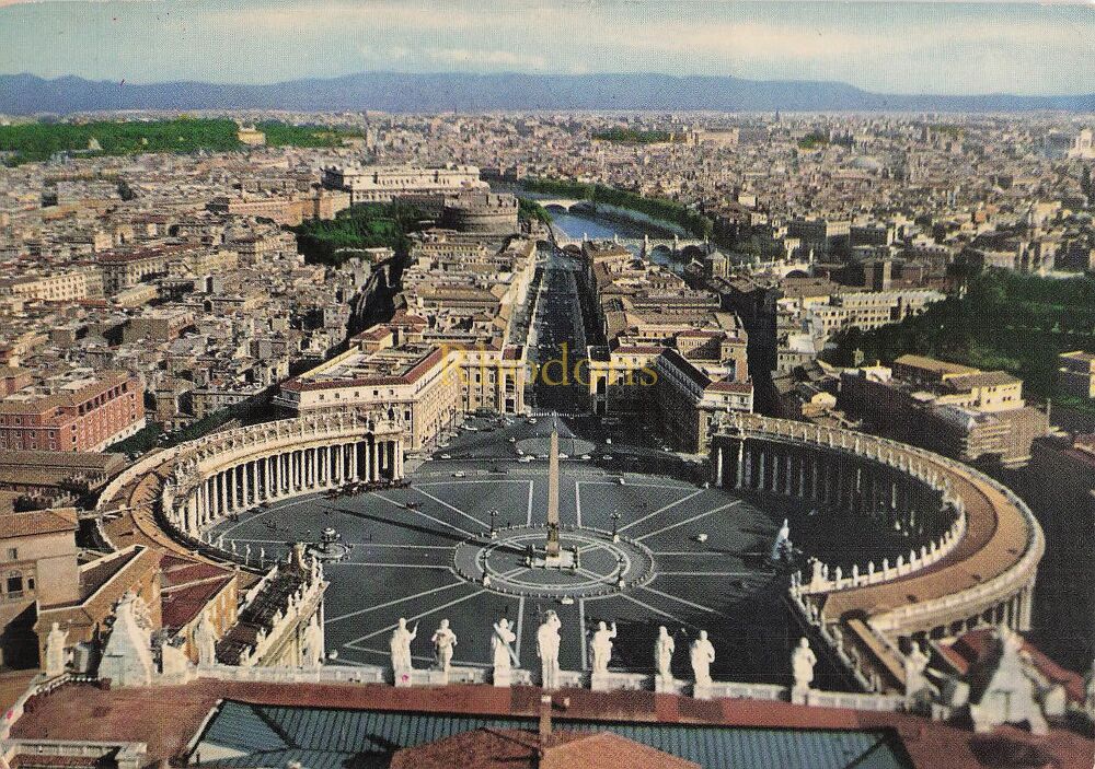 Rome, Italy-St Peters Square-1980s Photo Postcard