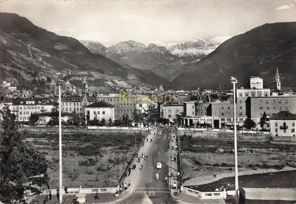 Bolzano, Italy - Panorama with The Rosengarten Mountains - Real Photo Postcard