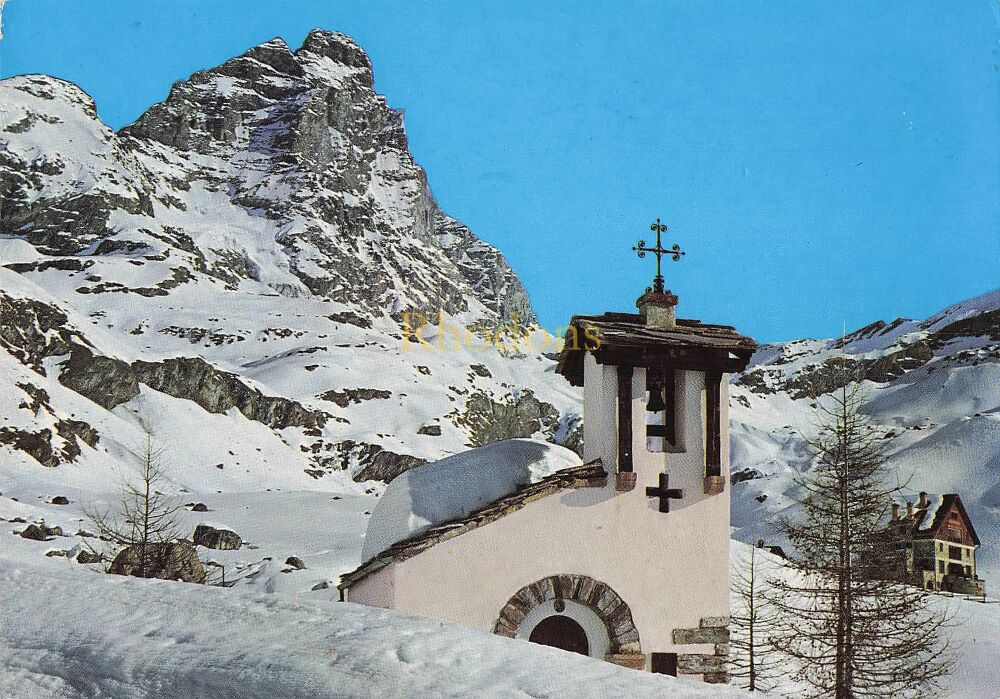 Valle d'Aosta, Italy - St Bernard Chapel and the Matterhorn Photo Postcard