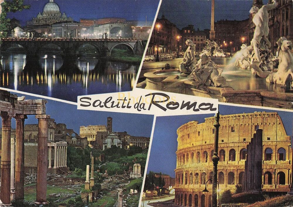 Rome, Italy - Salutti Da Roma - Multiview Photo Postcard