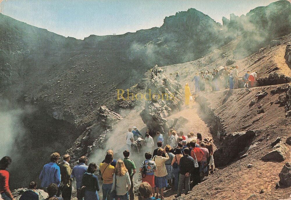 Mount Vesuvius, Italy - Tourists Inside the Crater Photo Postcard