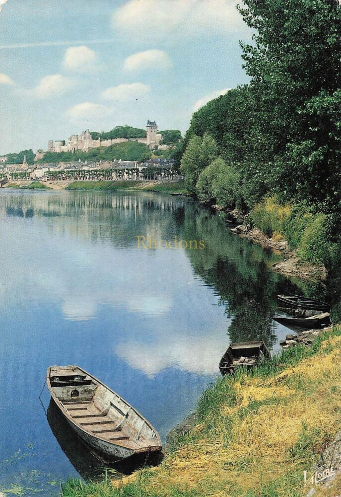 Chinon, Indre et Loire France - The River Vienne and Chateau Photo Postcard