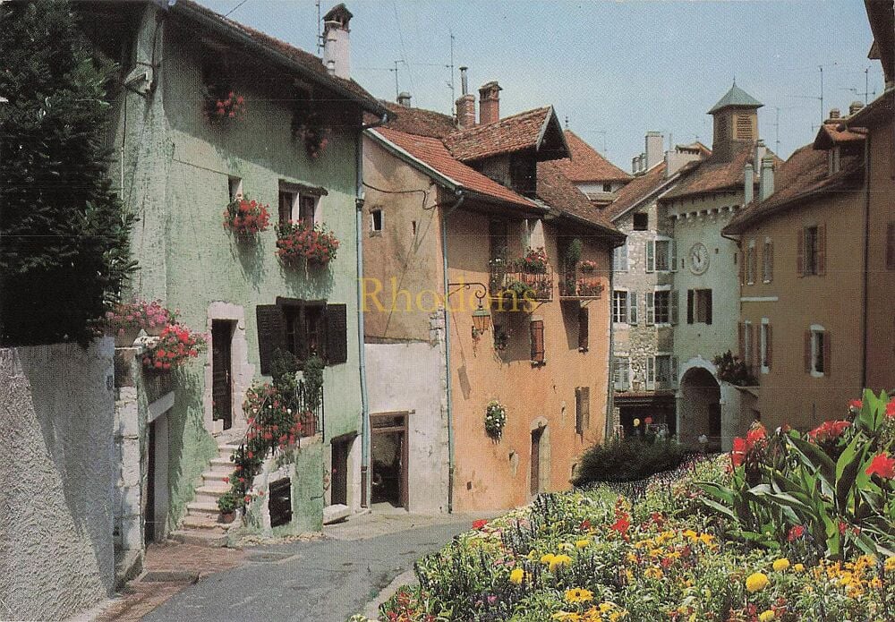 Annecy, France - Old Annecy Buildings and Clock - 1980s Photo Postcard