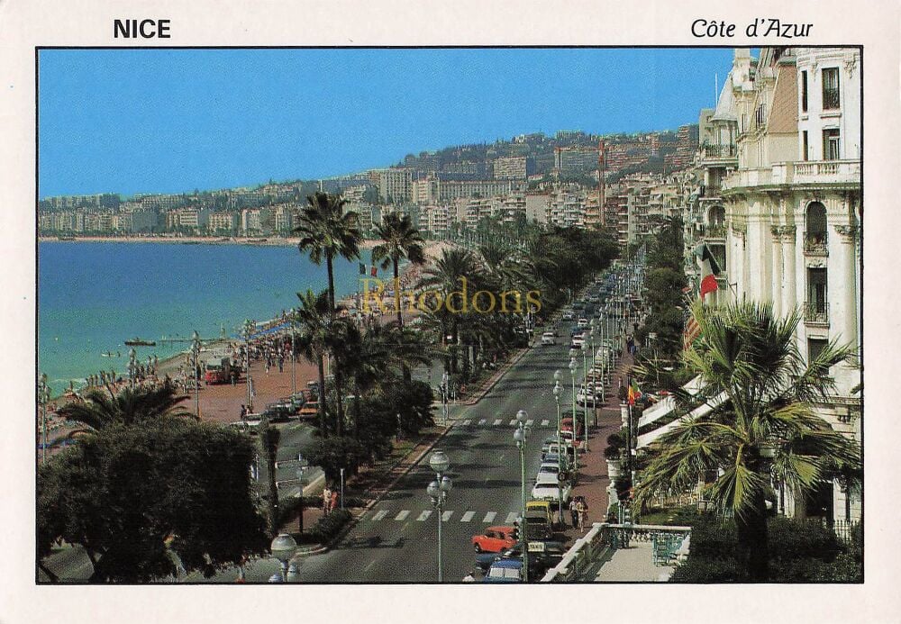 Nice, Cote d'Azur, France - Le Promenade de Anglais - 1980s Photo Postcard