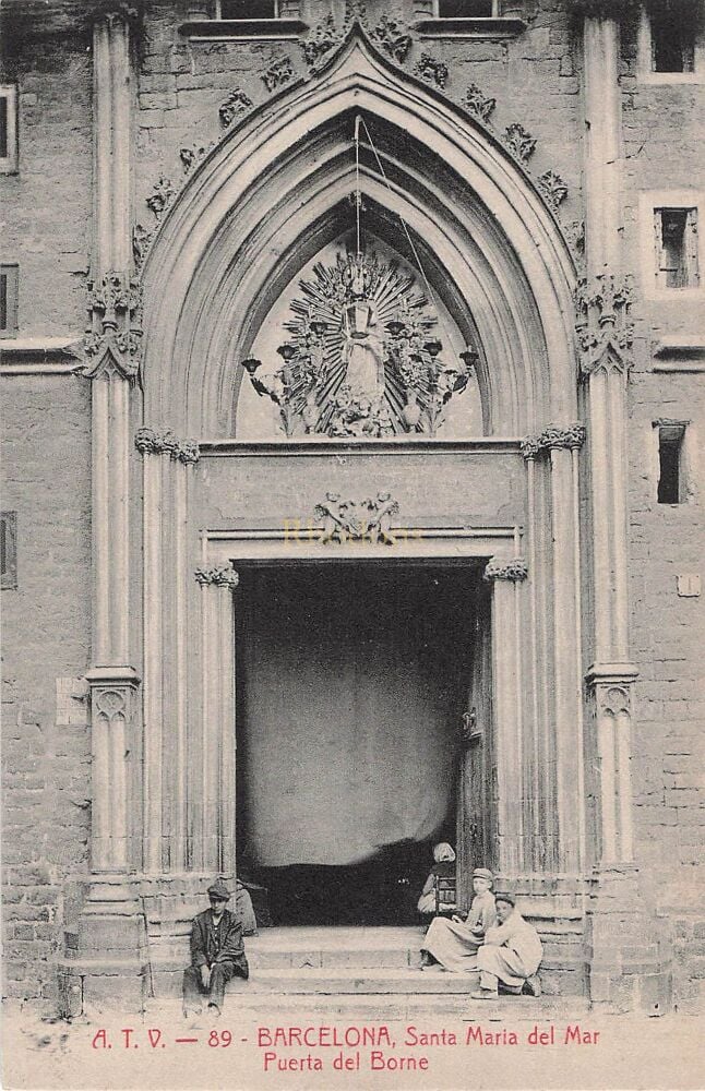 Barcelona, Spain -Santa Maria del Mar Puerta del Borne - Early 1900s Postcard