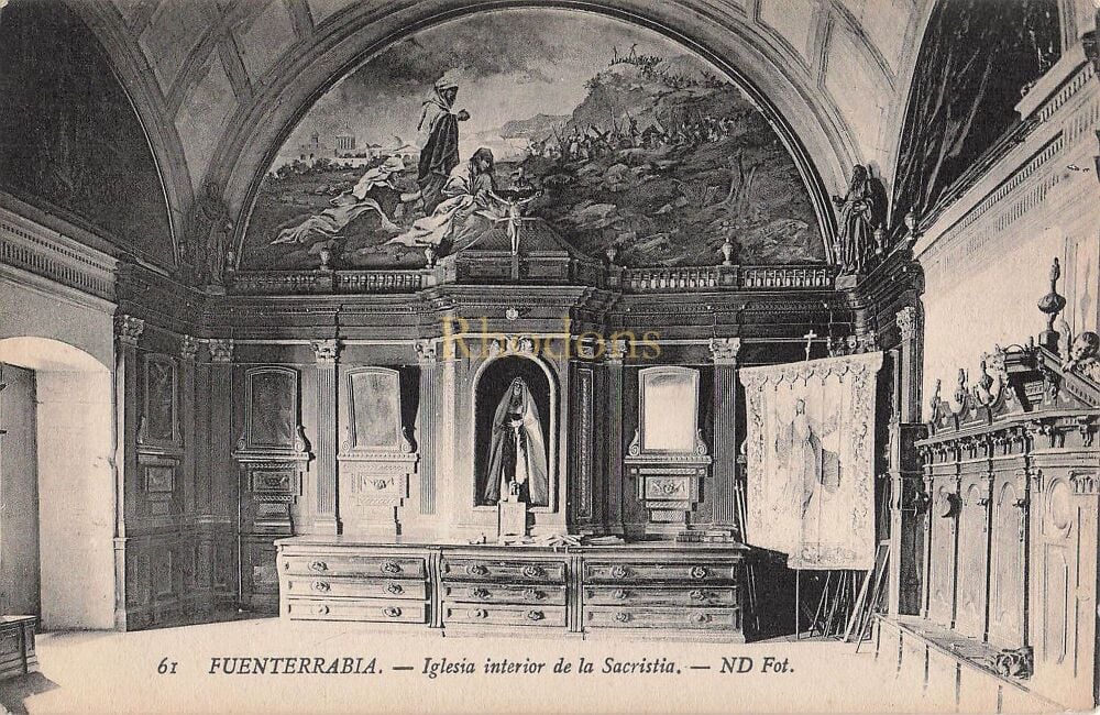 Fuenterrabia, Spain-Inglesia Interiour de la Sacrista-Early 1900s Postcard