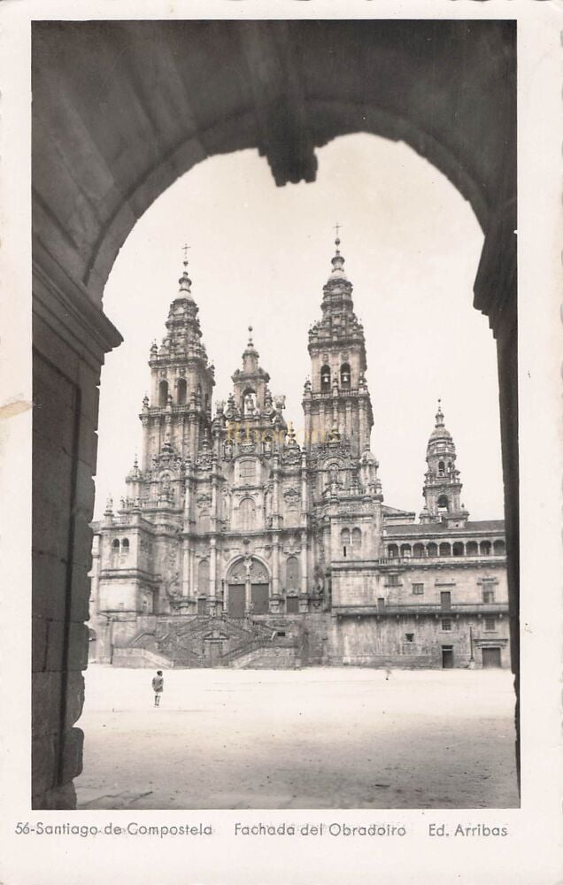 Santiago De Compostela, Spain-Fachada del Obradoiro-Real Photo Postcard