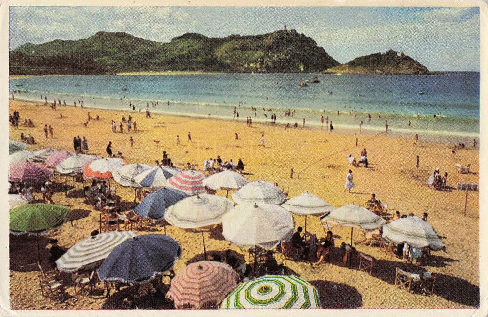 San Sebastian, Spain-Vista Parcial de la Playa-Beach View Postcard