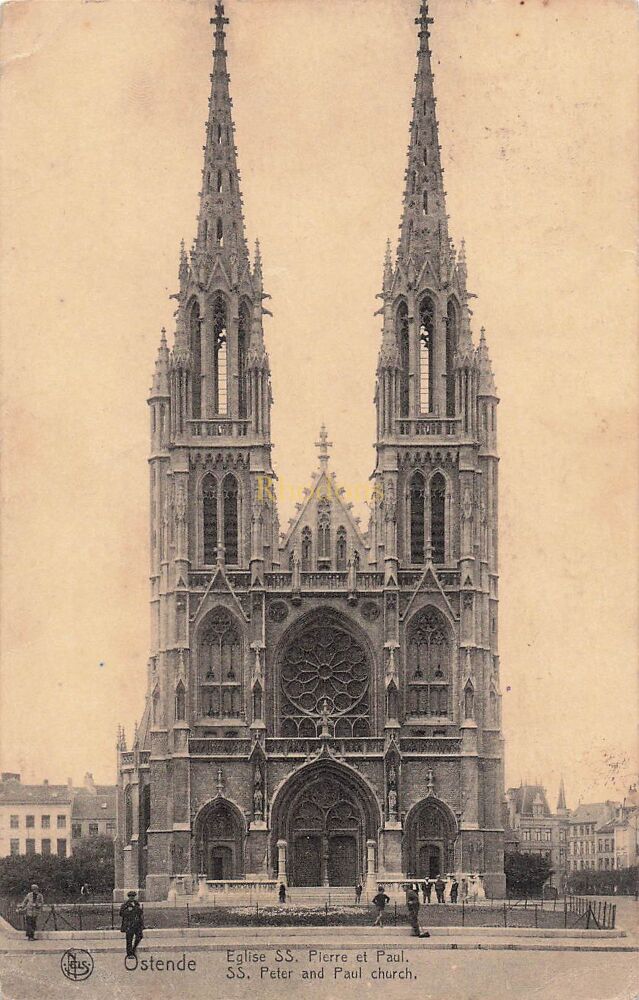 Ostende, Belgium-Church of St Peter and St Paul-Early 1900s Postcard