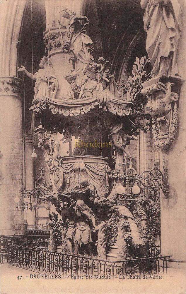 Brussels, Belgium-Church of St Gudule-La Chaffre de Verite-Early 1900s Postcard