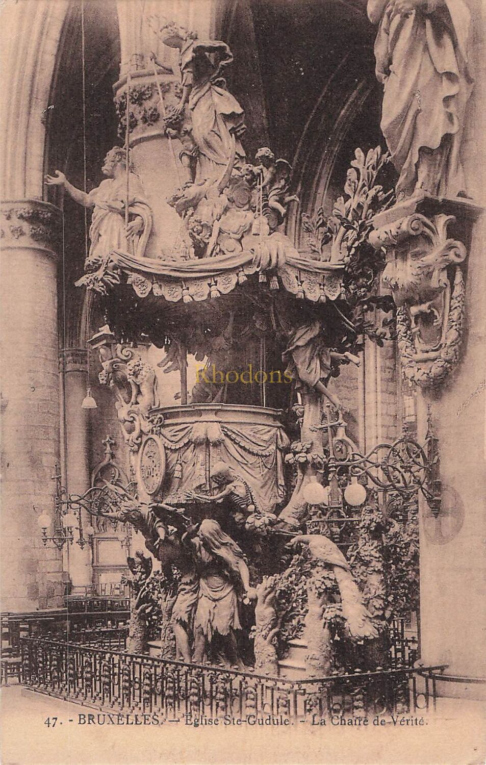 Brussels, Belgium-Church of St Gudule-La Chaffre de Verite-Early 1900s Post