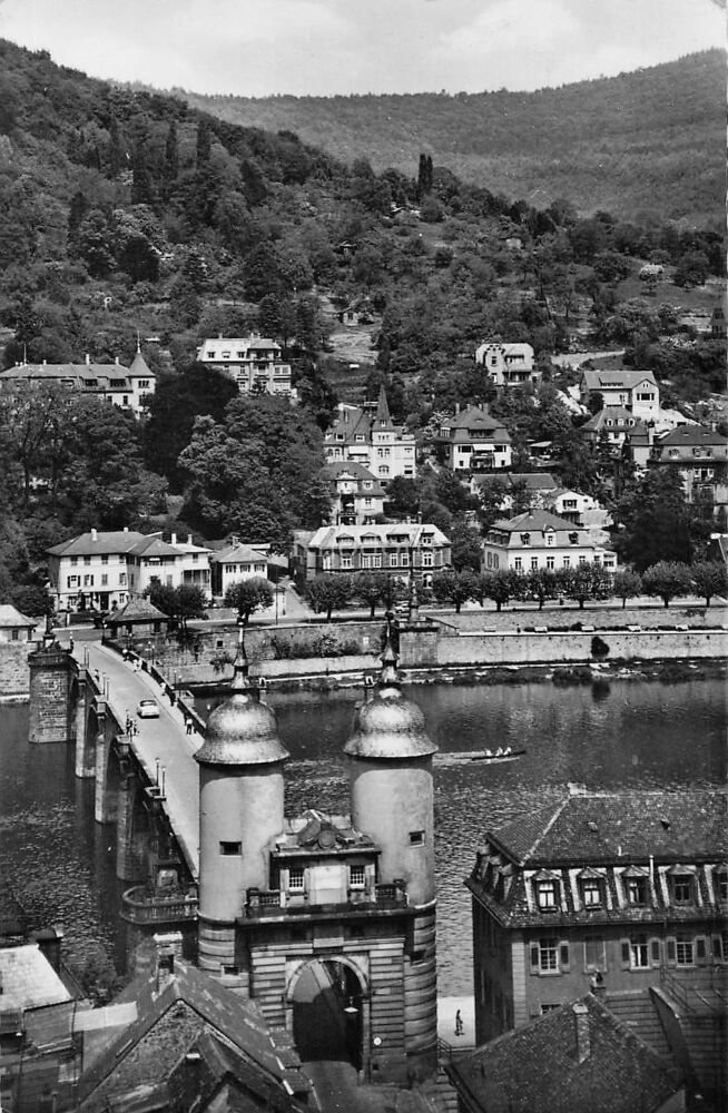 Heidelberg, Germany-View of The Old Bridge and Ziegelhauser Landstrasse-Real Photo Postcard