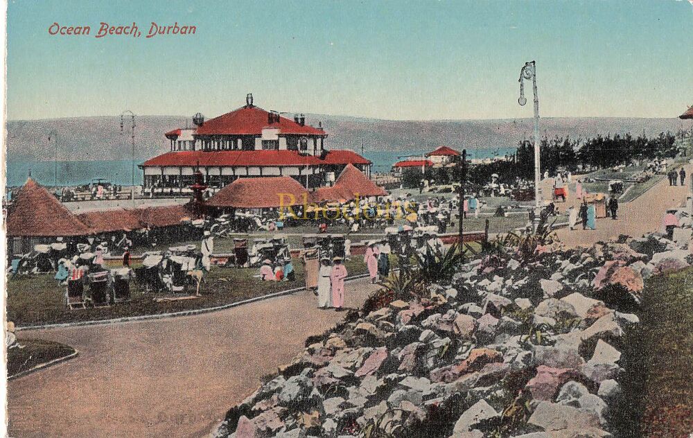 Ocean Beach, Durban, SA-Early 1900s Colour Postcard