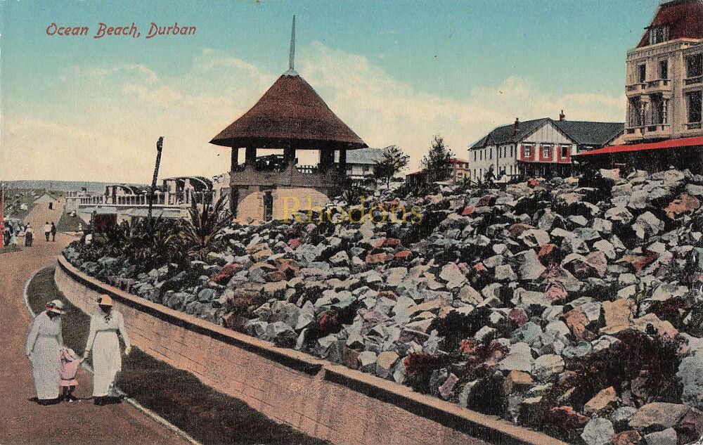 Ocean Beach, Durban, SA-Early 1900s Colour Postcard (#2)