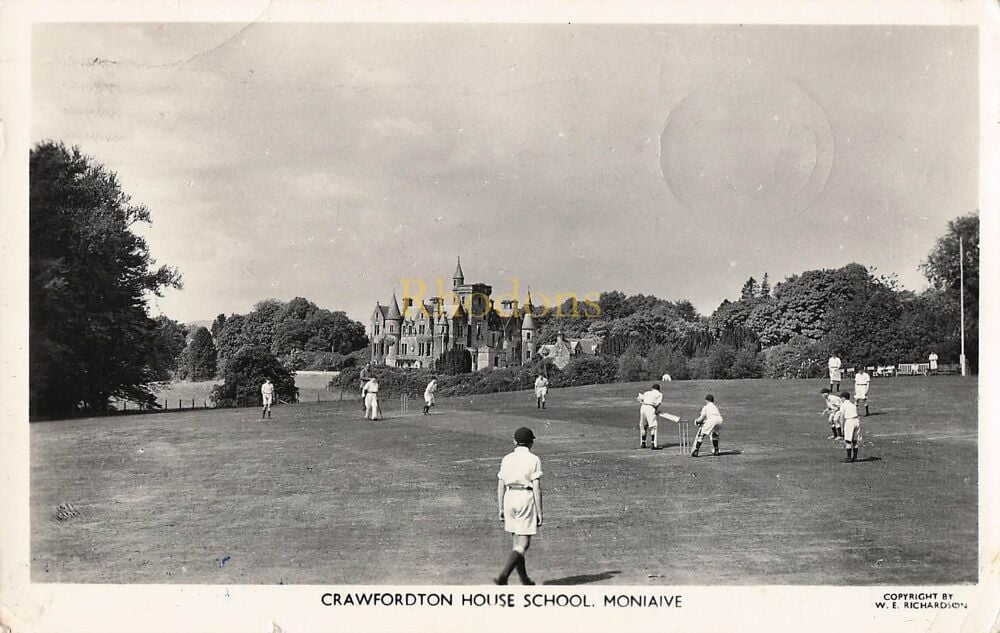 Crawfordton House School Moniave, Dumfriesshire Scotland-Cricket Match-Circa 1970s Real Photo Postcard