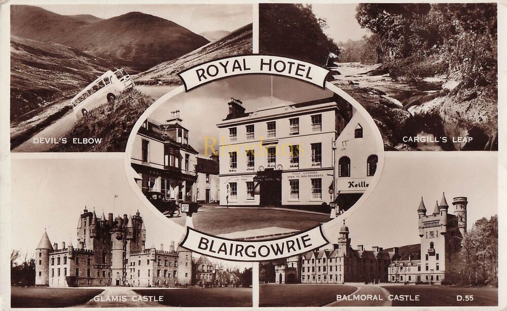 Royal Hotel Blairgowrie, Perthshire, Scotland-1950s Valentines Real Photo Multiview Postcard