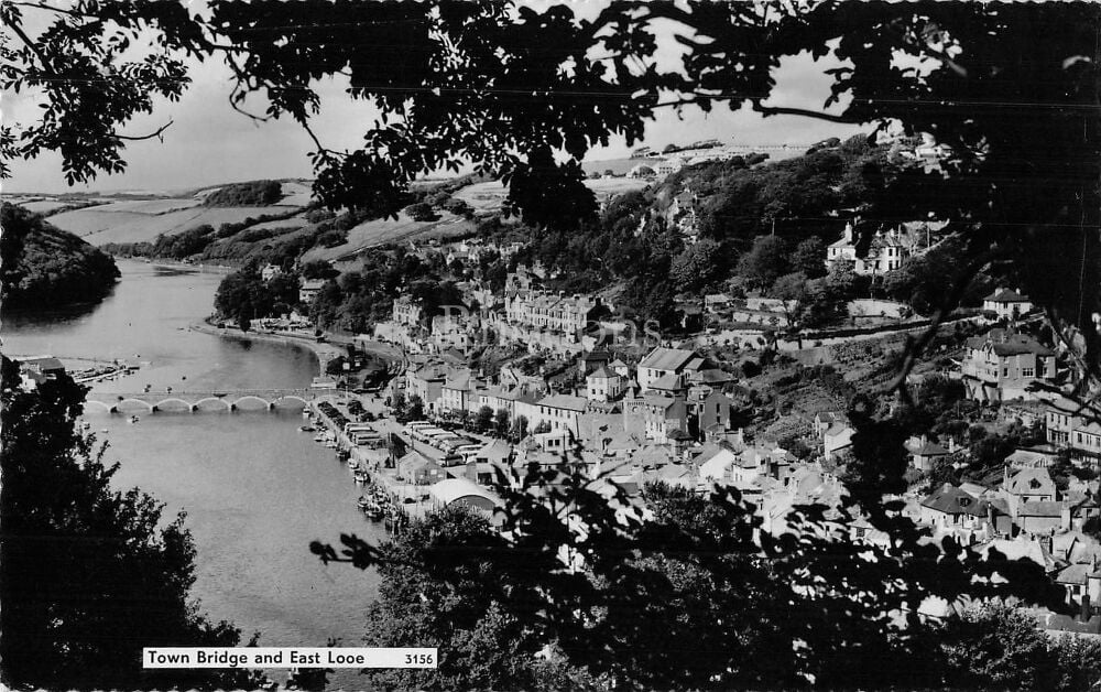 Town Bridge and East Looe, Cornwall-Early 1960s RPPC