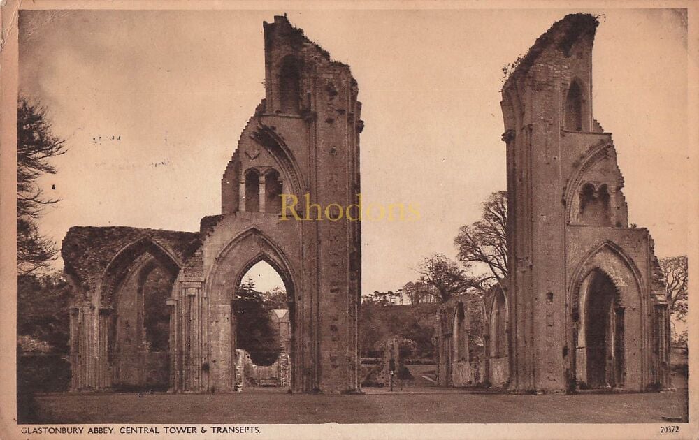 Glastonbury Abbey Central Towe and Transepts-1940s Postcard