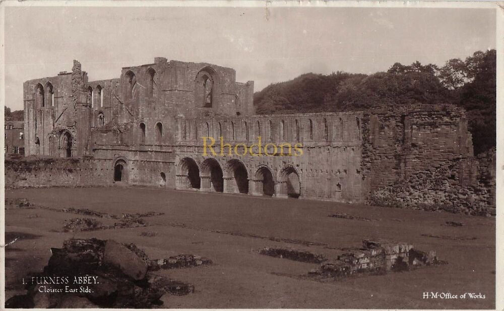 Furness Abbey, Cloisters East Side-1930s Photo Postcard