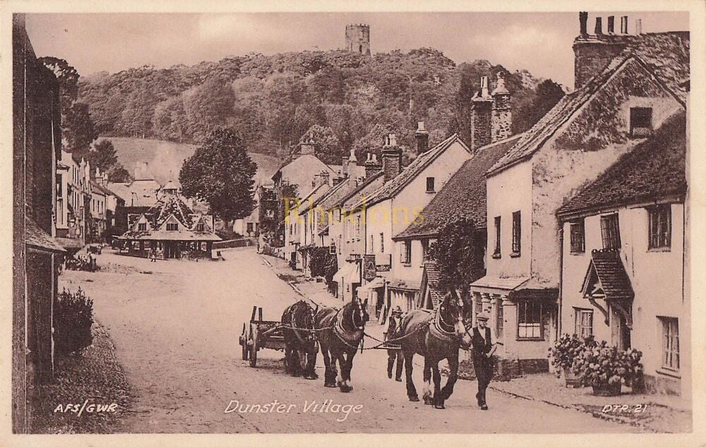 Dunster Village-Circa 1940s Friths Series Street View Postcard