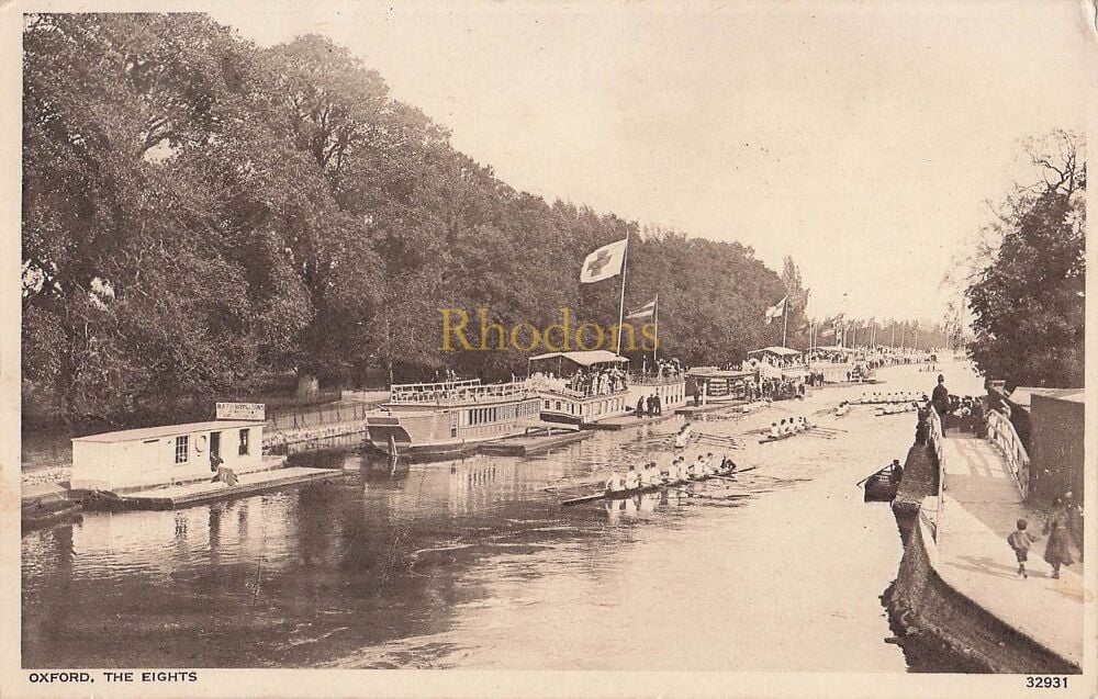 The Eights, Oxford University Rowing Regatta-1950s Photo View Postcard