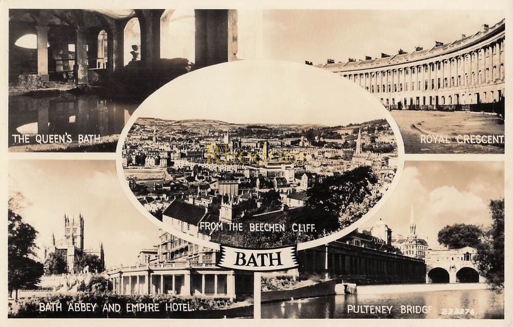 Bath, Somerset-Mid 1900s Valentines Real Photo Multiview Postcard