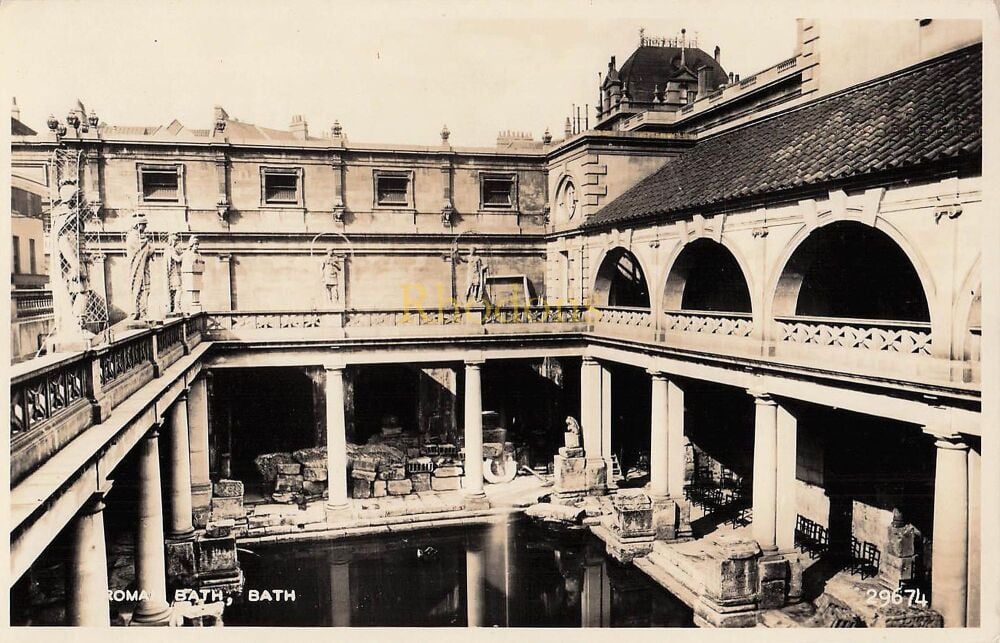 Bath, Somerset-The Roman Baths-Mid 1900s Valentines Real Photo Postcard