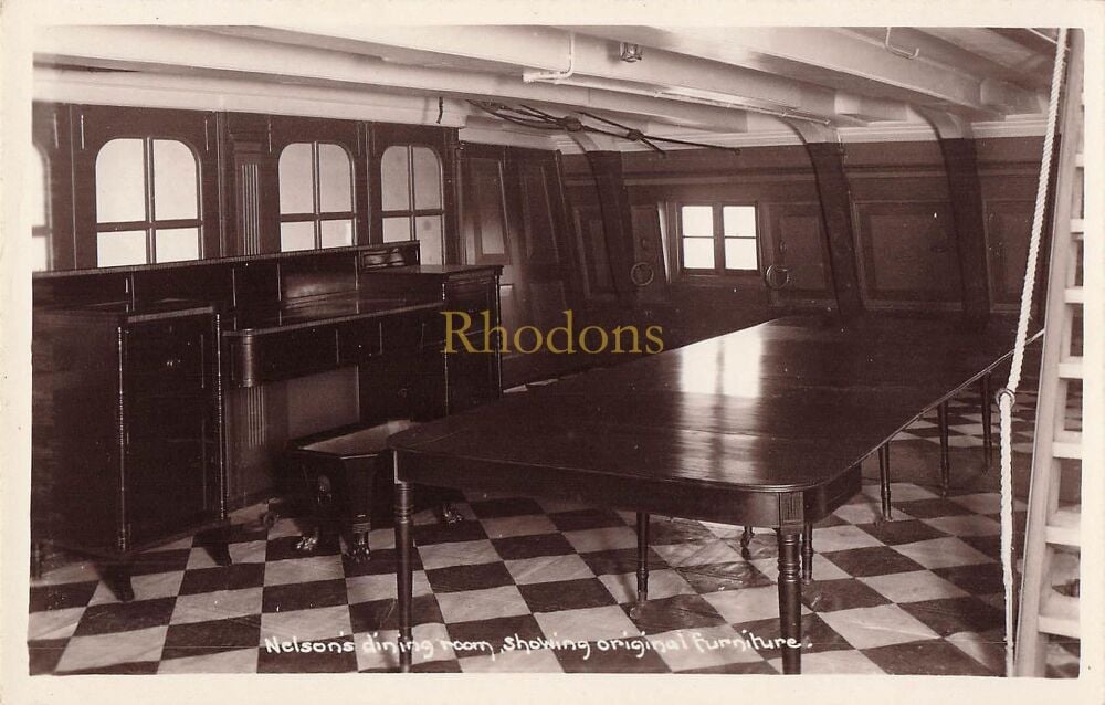 H M S Victory, Portsmouth-Nelsons Dining Room-Real Photo Postcard