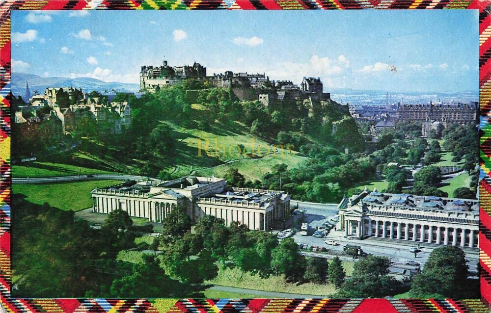 Scotland-Edinburgh Castle and Art Galleries From Scott Monument-1970s Colour Photo Postcard