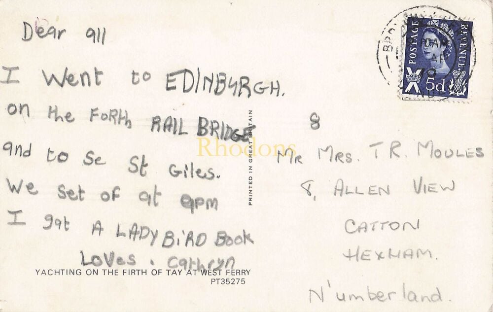 Scotland-Yachting On The Firth of Tay At West Ferry-1970s Photo Postcard