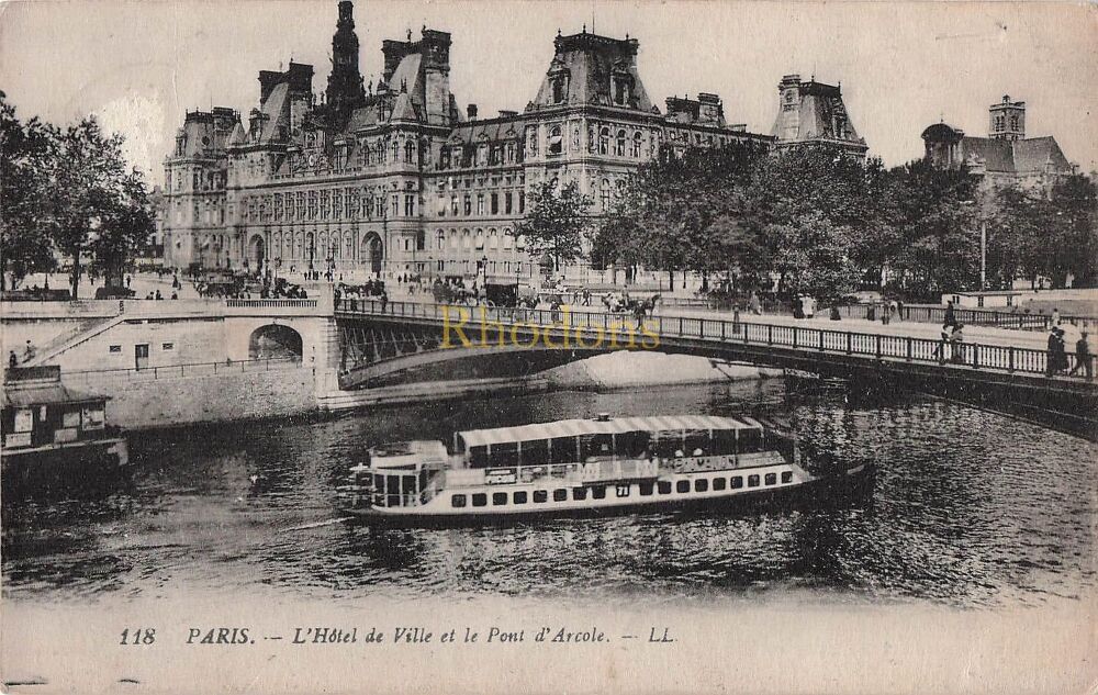 France-Paris, L'Hotel de Ville et le Pontd'Arcole-Early 1900s Postcard