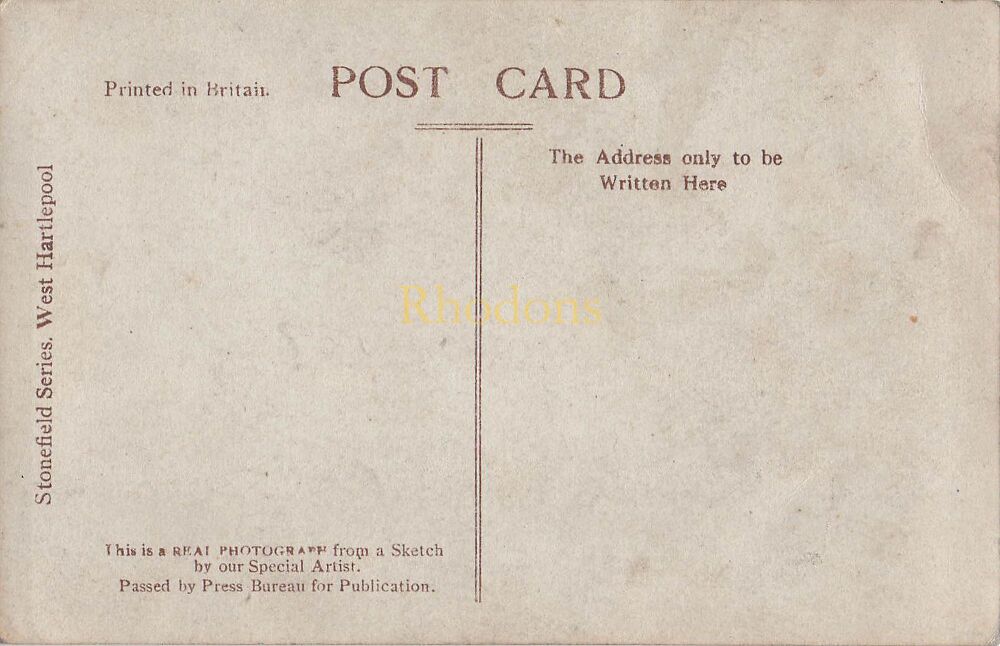 WWI Postcard-Zeppelin Raid On N E Coast November 27 1916-Rotary RP Postcard