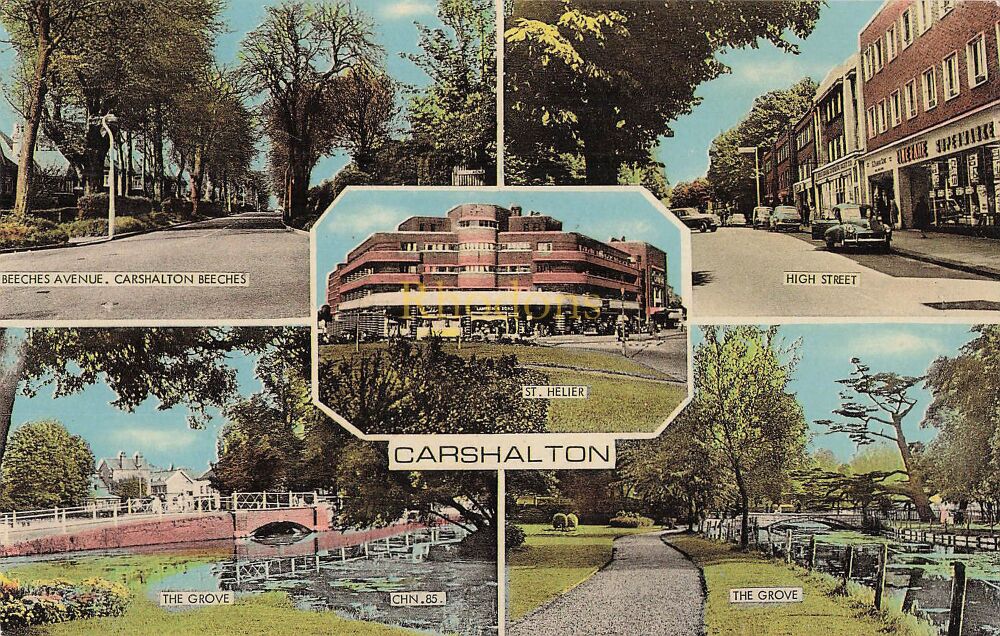 Surrey Postcard-Carshalton-1960s Friths Multiview.