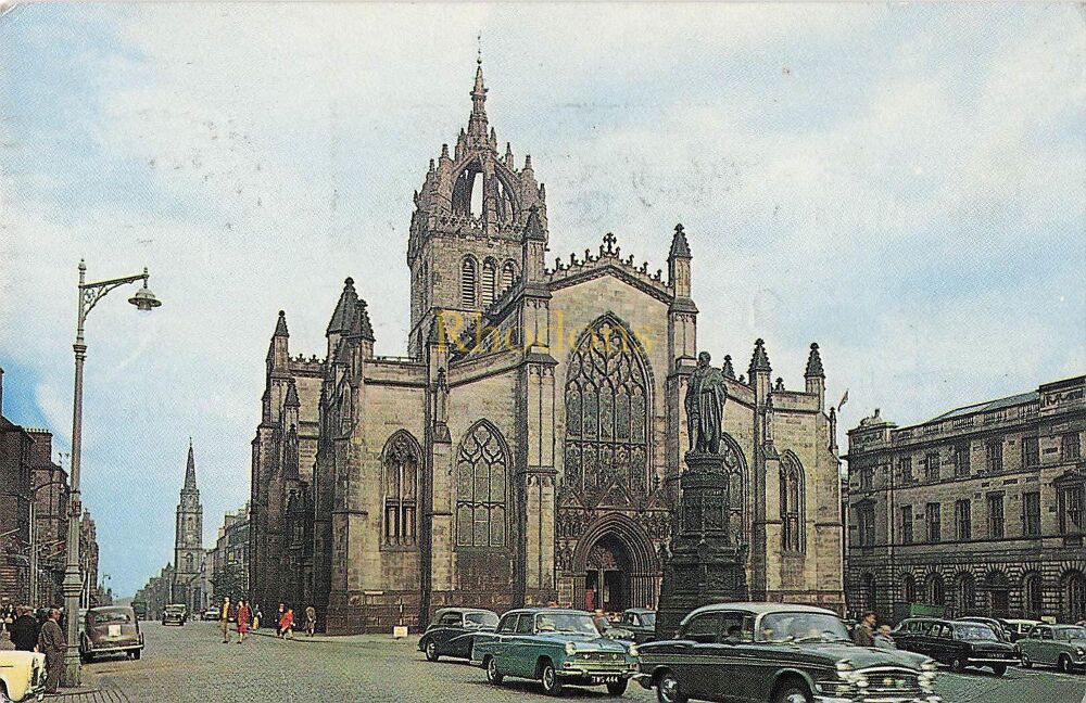 Edinburgh Scotland Postcard-St Giles Cathedral-Circa 1960s Streetview Photo