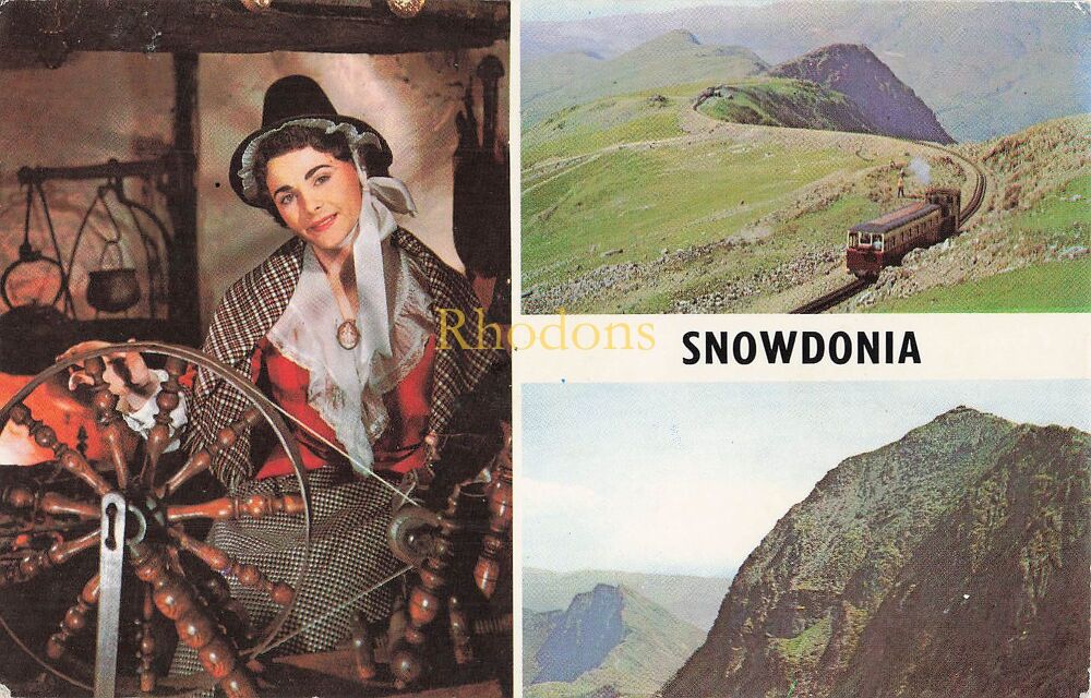 Wales-Snowdonia Multiview Postcard-Circa 1960s-Summit of Snowdon Rubber Stamped