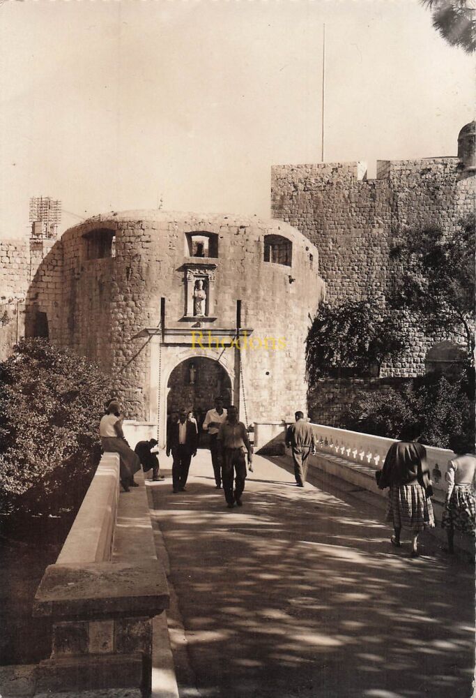 Yugoslavia-Dubrovnik, Entrance Of The Town-Piles Gate -1960s Real Photo Postcard