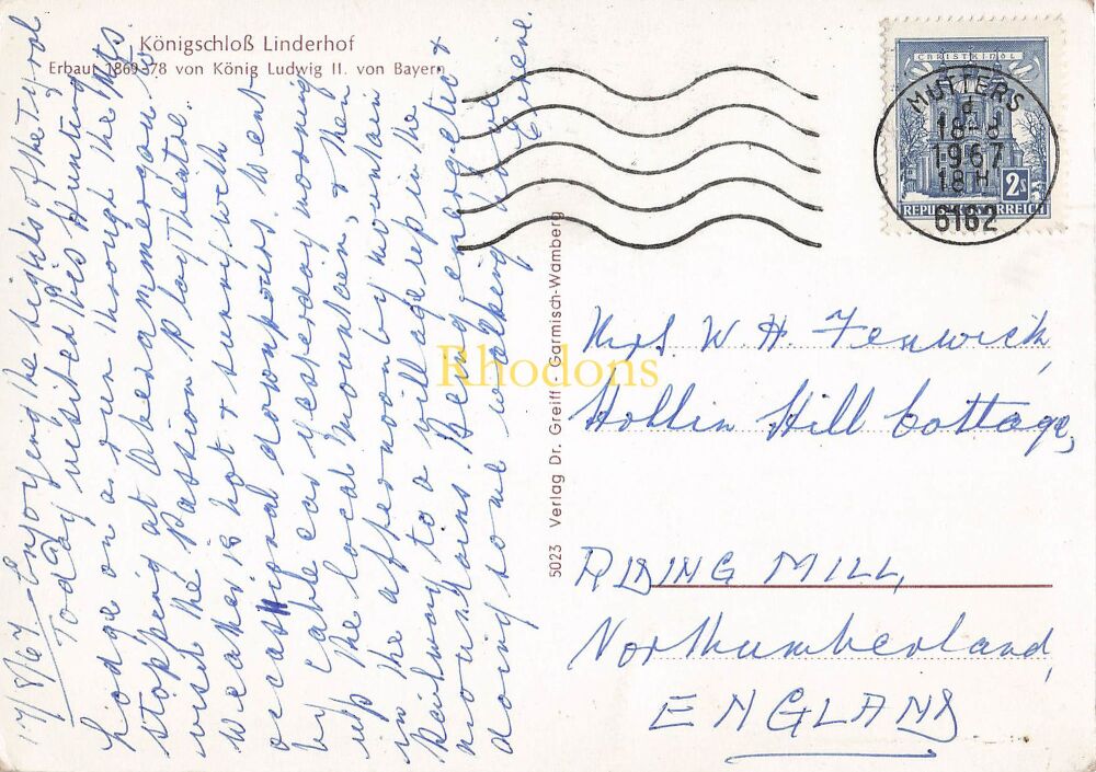 Austria - Konigschloss Linderhof-1960s Colour Photo Postcard