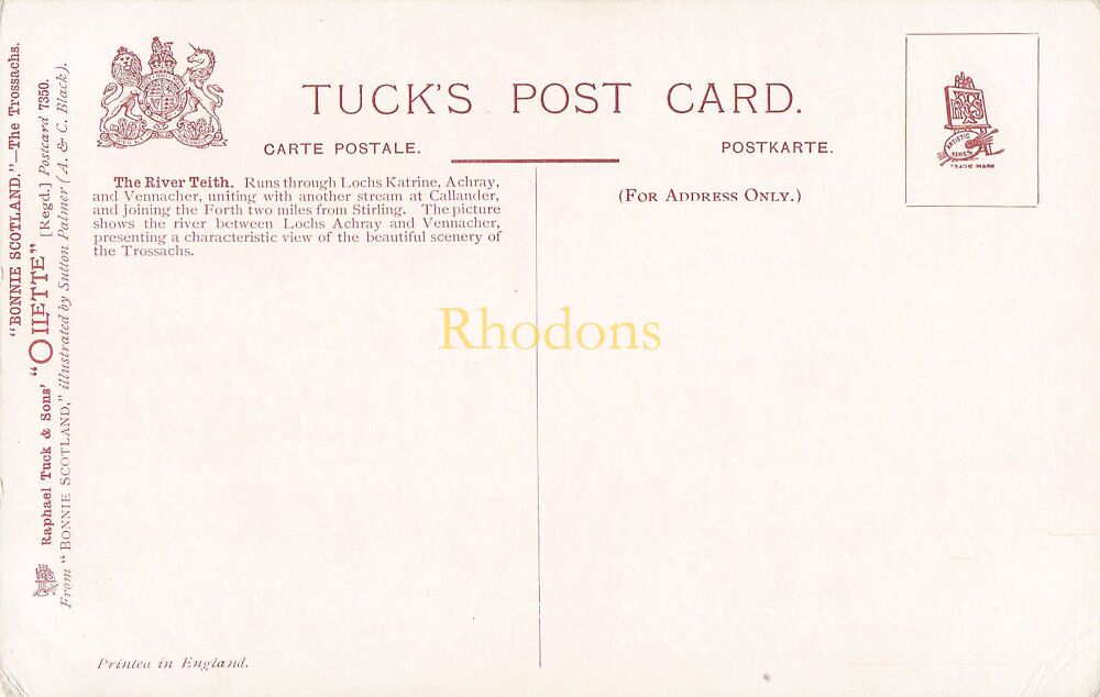Scotland Postcard-The Trossachs, River Teith-Tucks Oilette PC-Early 1900s