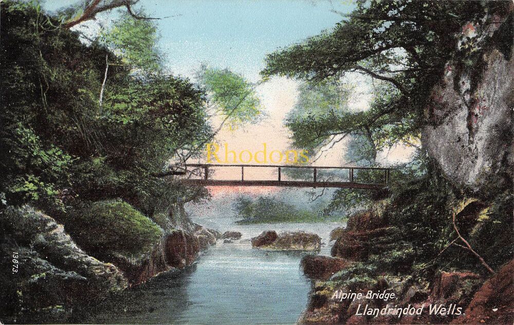 Wales Postcard-Llandrindod Wells, Alpine Bridge-Early 1900s Wrench Series
