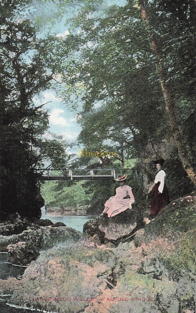 Wales Postcard-Llandrindod Wells, Alpine Bridge-Animated Early 1900s E & E Art Publishers