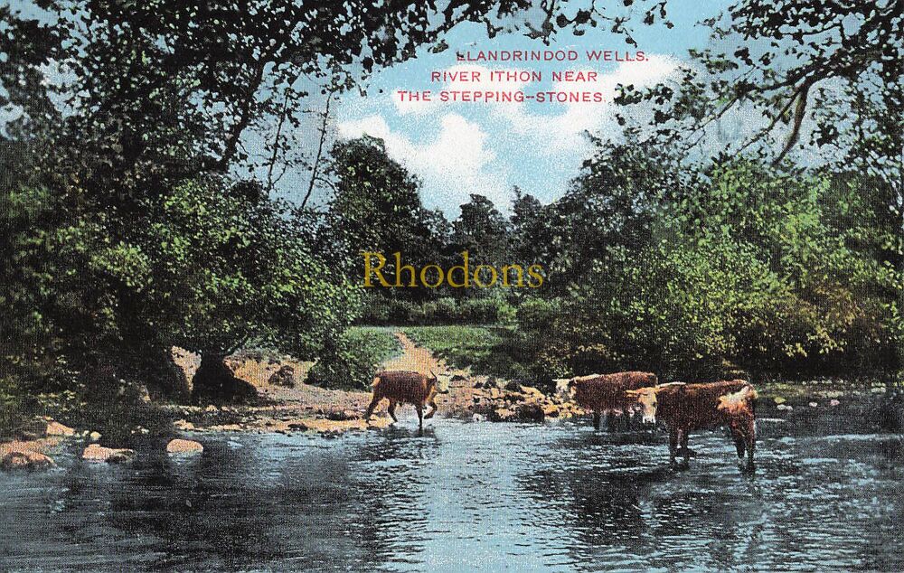 Wales Postcard-Llandrindod Wells, River Ithon Near The Stepping Stones- Ear