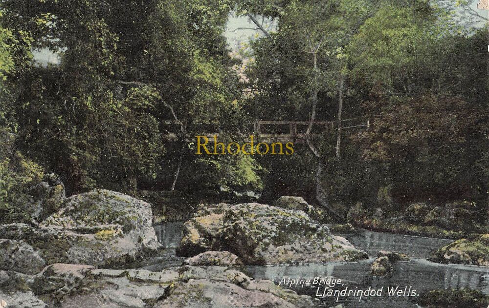 Wales Postcard-Llandrindod Wells, Alpine Bridge-Early 1900s