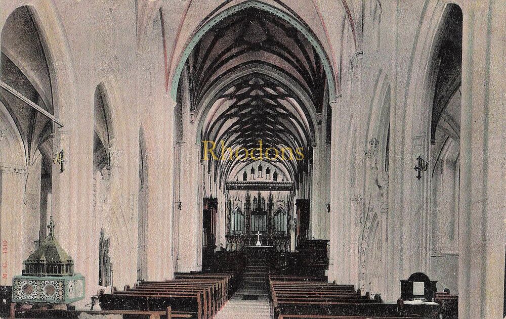 Devon Postcard-Sidmouth, Interior of St Marys Church, Ottery II-Early 1900s Peacock Brand