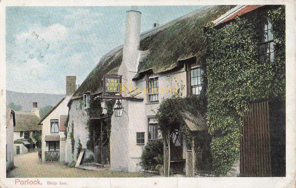 Somerset Postcard-Porlock, Ship Inn-Early 1900s Peacock Brand