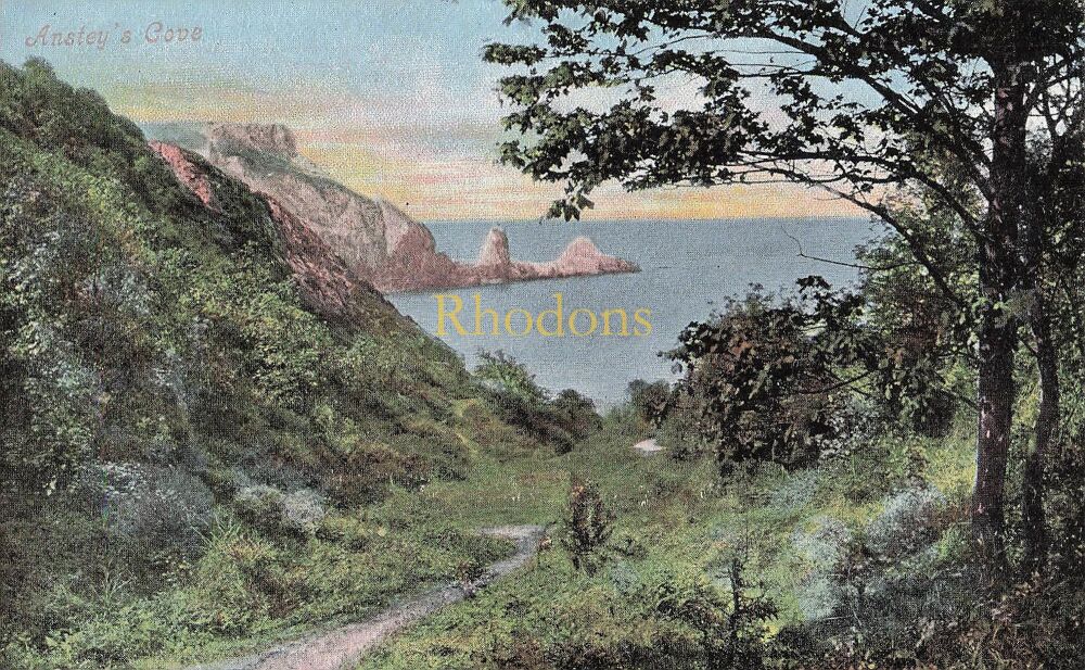 Devon Postcard-Ansteys Cove, Near Torquay-Vintage Valentines Series